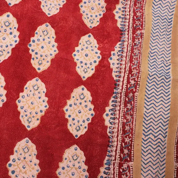 Homestead Red Beige Blue Cotton Square Tablecloth 60x60 Inch