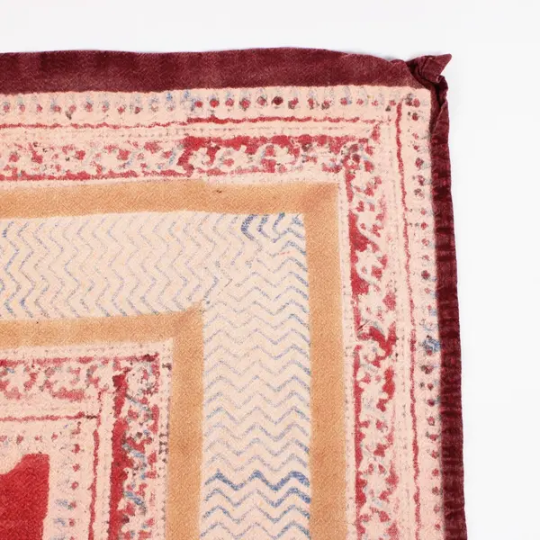 Homestead Red Beige Blue Cotton Square Tablecloth 60x60 Inch