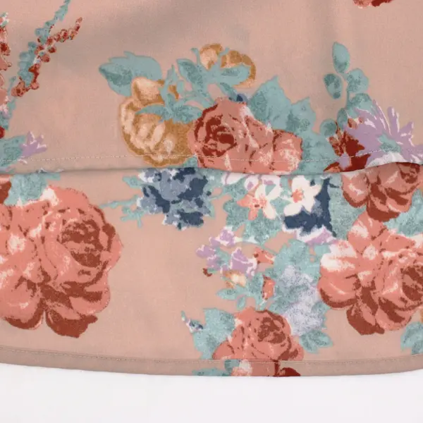 Pleione Women's Floral Short Sleeve Blouse Dusty Pink Multicolor M