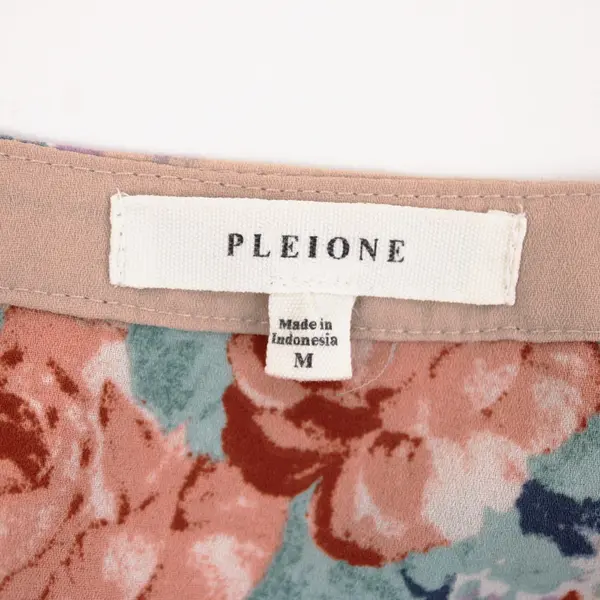 Pleione Women's Floral Short Sleeve Blouse Dusty Pink Multicolor M
