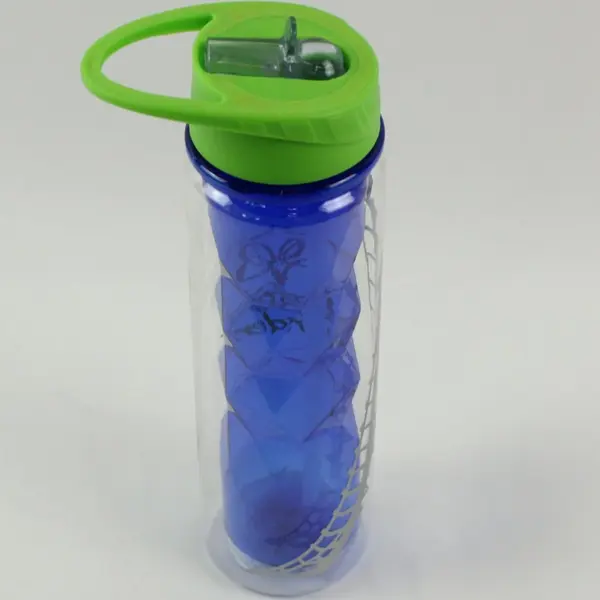 Busch Gardens Souvenir Water Bottle Blue Green Built-In Straw
