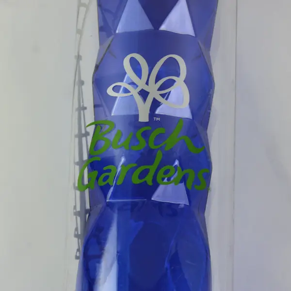 Busch Gardens Souvenir Water Bottle Blue Green Built-In Straw