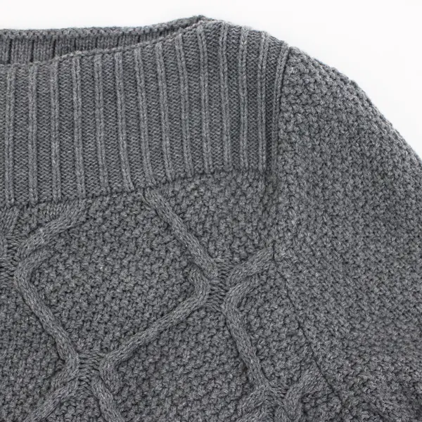 Ann Taylor LOFT Women's Medium Gray Cable Knit Boat Neck Cotton Sweater