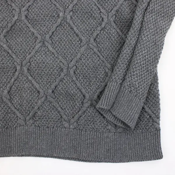 Ann Taylor LOFT Women's Medium Gray Cable Knit Boat Neck Cotton Sweater