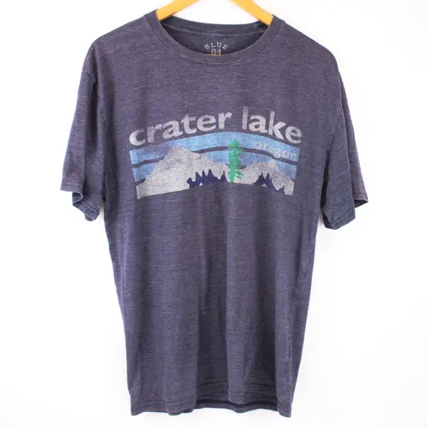 Blue 84 Crater Lake Oregon Dark Blue Space Dye T-Shirt Large