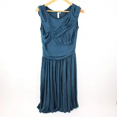 Sine Women's Small Dark Teal Sleeveless Long A-Line Ruffle Dress