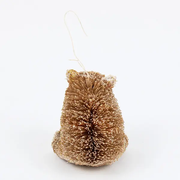 Bear Bristle Brush Christmas Ornament Tan White