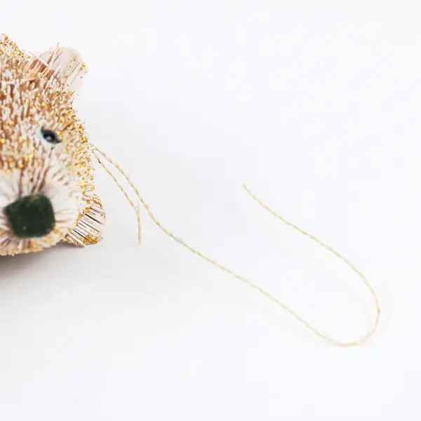 Bear Bristle Brush Christmas Ornament Tan White