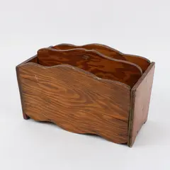 Wooden Letter Holder Desktop Organizer 2 Compartments Brown