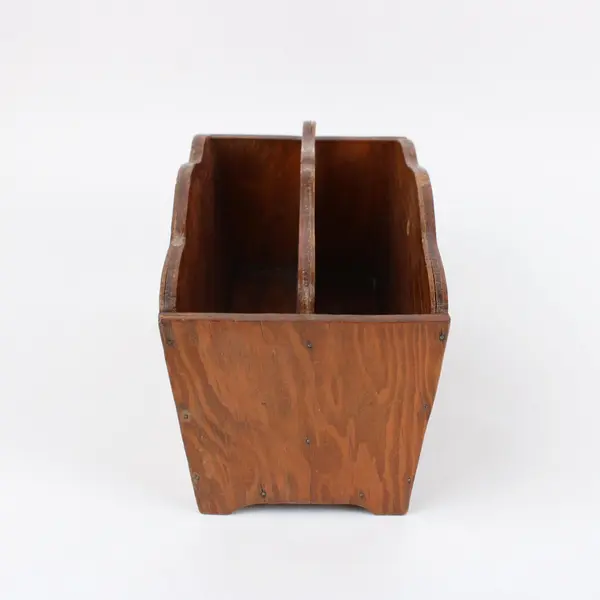 Wooden Letter Holder Desktop Organizer 2 Compartments Brown
