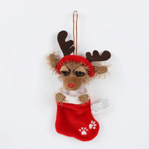 Unbranded Christmas Reindeer Plush Stocking Red Paw Print PA-8310(H.K)