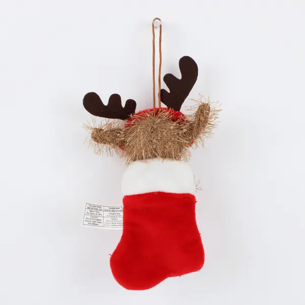Unbranded Christmas Reindeer Plush Stocking Red Paw Print PA-8310(H.K)
