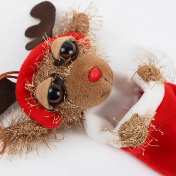Unbranded Christmas Reindeer Plush Stocking Red Paw Print PA-8310(H.K)