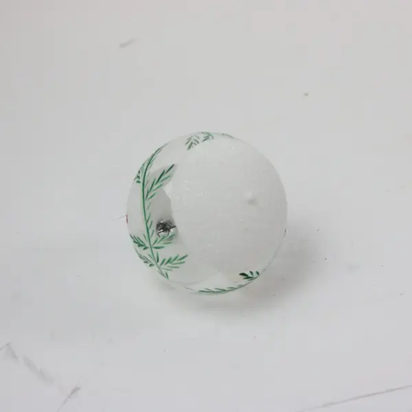Glass Christmas Ornament White Candle Evergreen Branches With Box