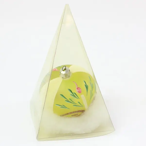 Hand-Painted Flamingo Floral Christmas Ornament Ball Display Box