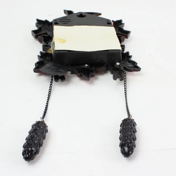 Plastic Cuckoo Clock Leaf Motif Black Case Wall Hanging Untested