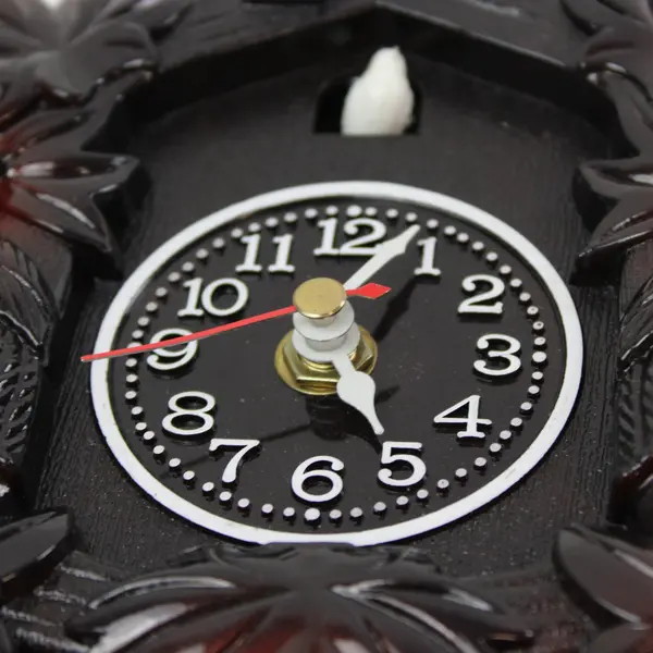 Plastic Cuckoo Clock Leaf Motif Black Case Wall Hanging Untested