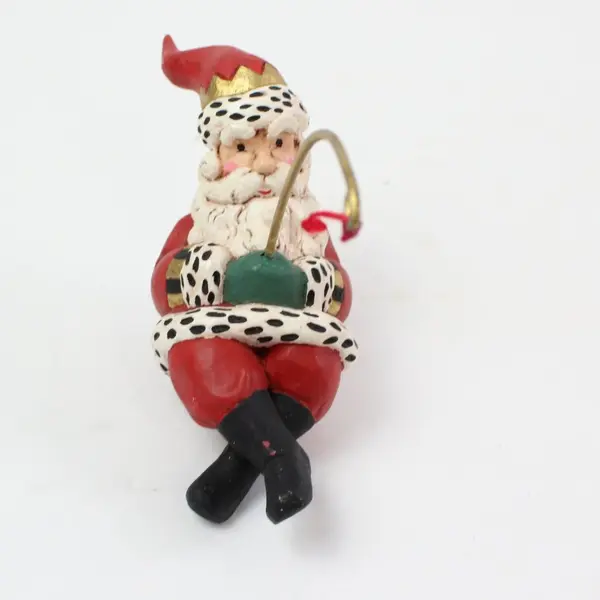 Christmas Ornament Fishing Santa Claus Figurine Spotted Outfit Rod