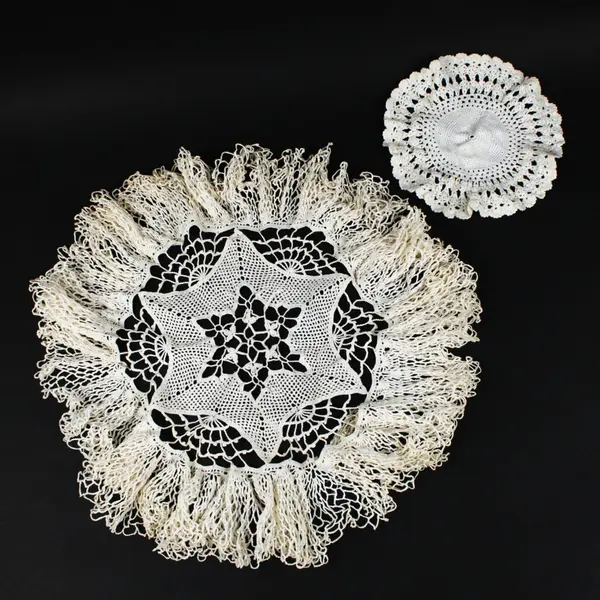 Assorted Crochet Doilies Cream White Fringe Scalloped Table Decor