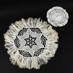 Assorted Crochet Doilies Cream White Fringe Scalloped Table Decor