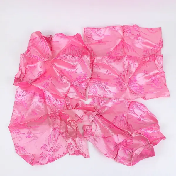 Lot of 4 Pink Floral Bird Jacquard Brocade Fabric 11x11.5 in Sewing Craft