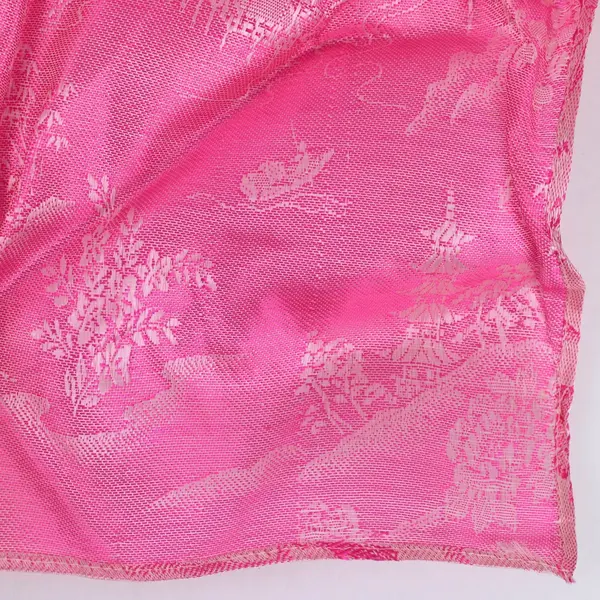 Lot of 4 Pink Floral Bird Jacquard Brocade Fabric 11x11.5 in Sewing Craft