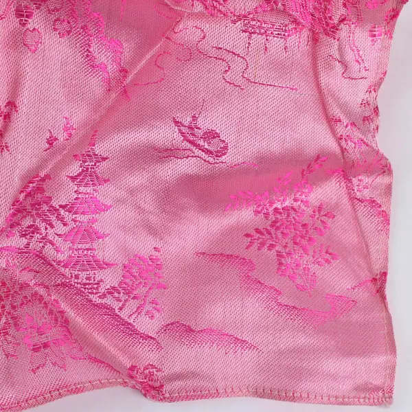 Lot of 4 Pink Floral Bird Jacquard Brocade Fabric 11x11.5 in Sewing Craft