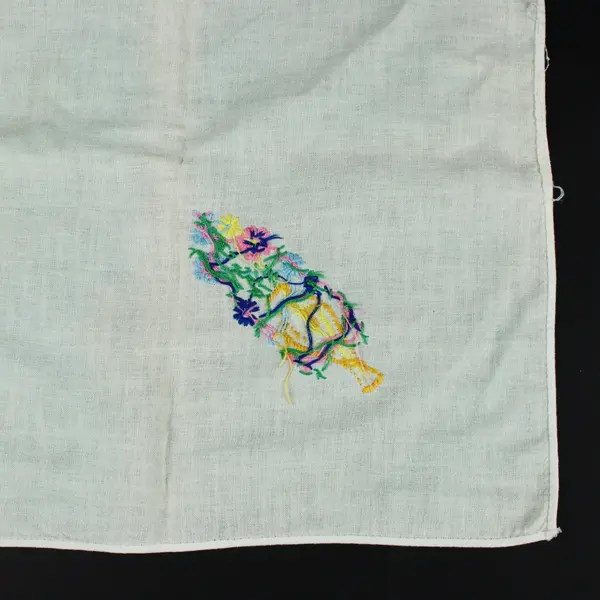 Embroidered Linen Floral Hand Towel 30 x 30 in Pale Green
