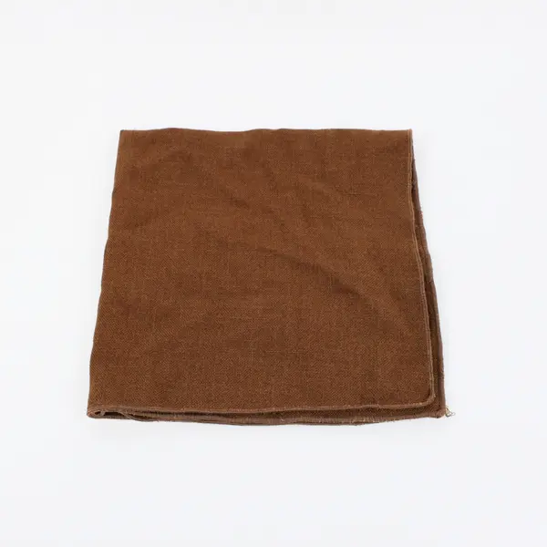 Brown Tan Woven Throw Blanket 19x19 Fringed Rustic Texture