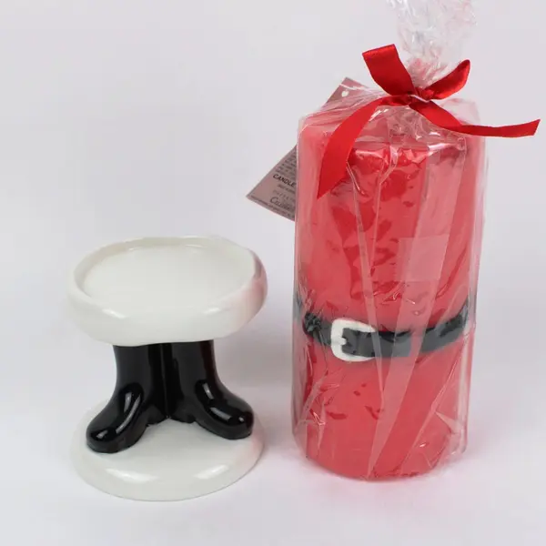 Department 56 Santa Candle Holder Red Black White New With Tags