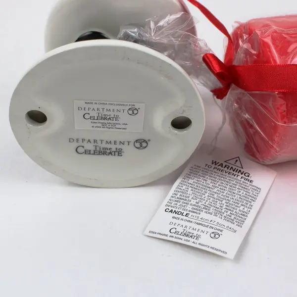 Department 56 Santa Candle Holder Red Black White New With Tags
