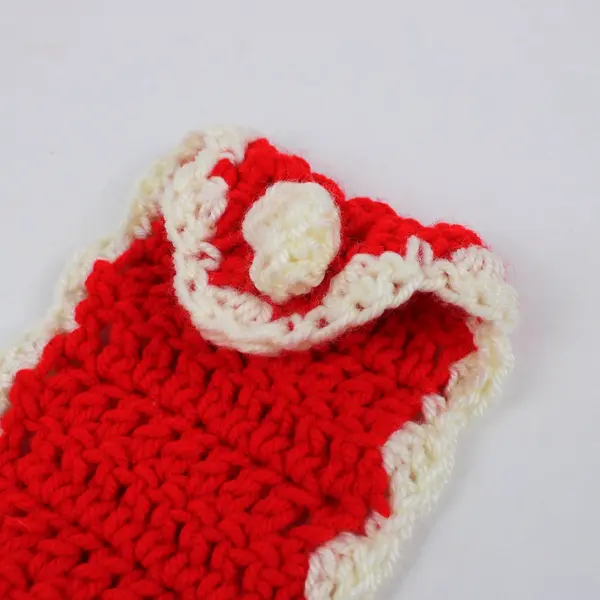 Handmade Crochet Towel Holder Hanger Red Cream Ring Kitchen Bathroom