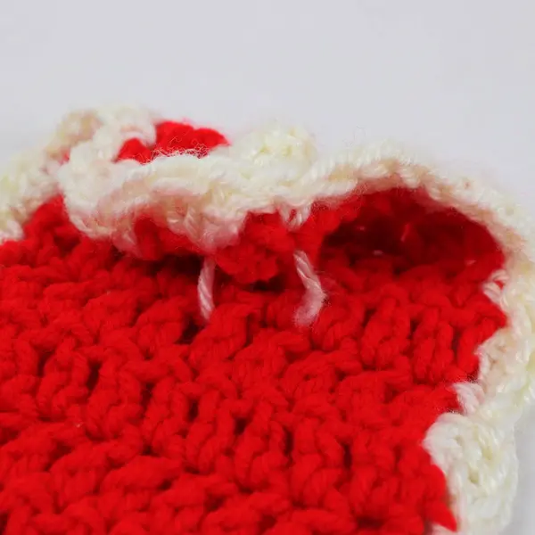 Handmade Crochet Towel Holder Hanger Red Cream Ring Kitchen Bathroom