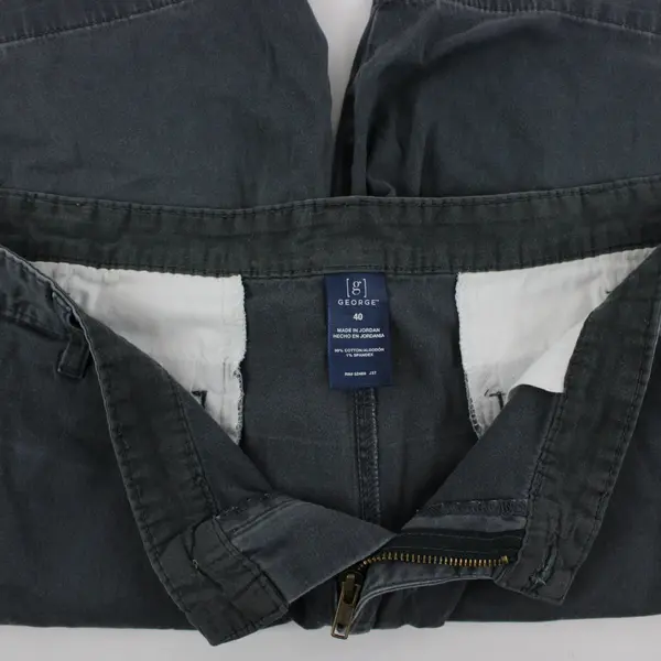 George Men's Flat Front Cotton Shorts Dark Gray Size 40