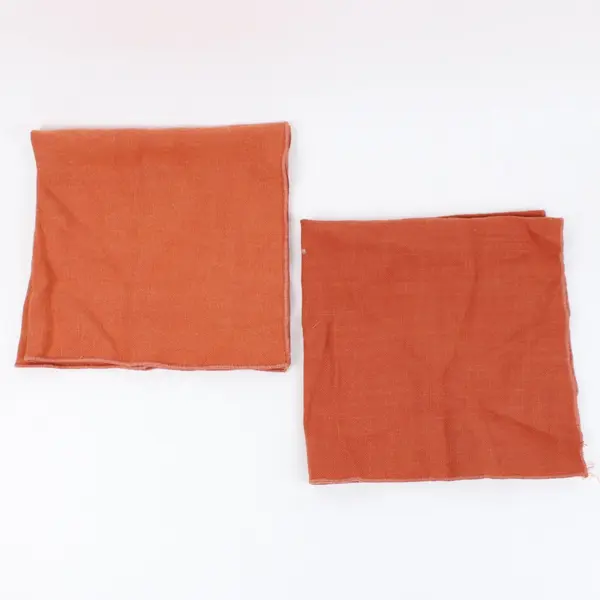 Lot of 2 Orange Woven Cloth Napkins Textured Rustic Table Linens Set