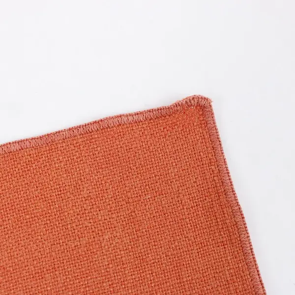Lot of 2 Orange Woven Cloth Napkins Textured Rustic Table Linens Set