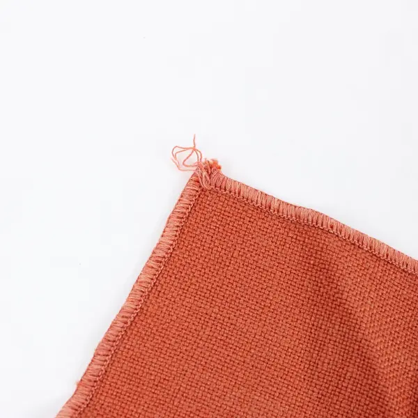 Lot of 2 Orange Woven Cloth Napkins Textured Rustic Table Linens Set