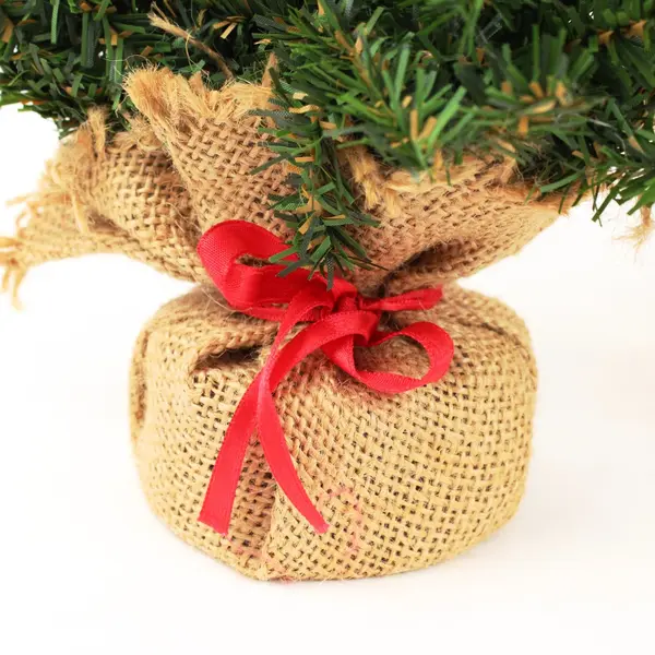 Lot of 3 Mini Artificial Christmas Trees Burlap Base Tabletop Decor