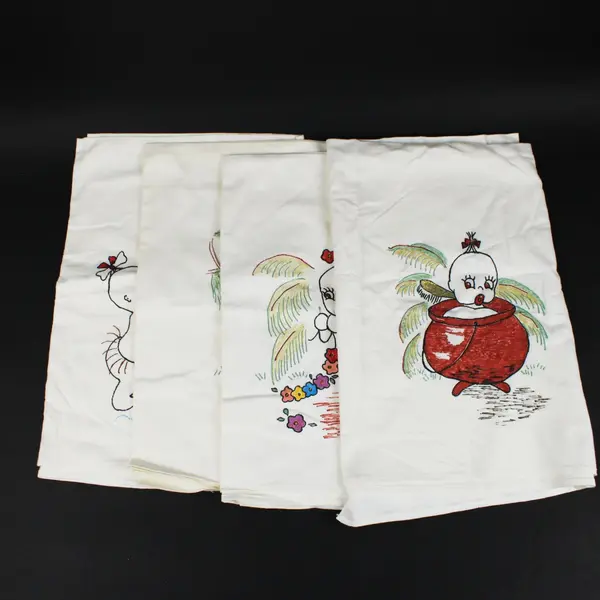 ALLTEX Vintage Tropical Character Palm Tree Cloth Napkins Set of 6 31x29