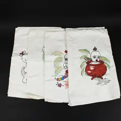 ALLTEX Vintage Tropical Character Palm Tree Cloth Napkins Set of 6 31x29