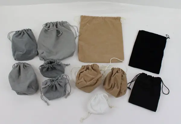 Lot of 11 Drawstring Jewelry Pouches Neutral Colors Storage Gifts