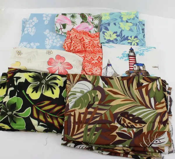 2.3 Lb Tropical Nautical Fabric Scraps Lot Quilting Sewing Crafts