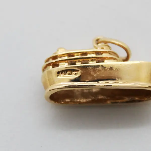 14K Gold British Columbia Ferry Charm Pendant 3.8g