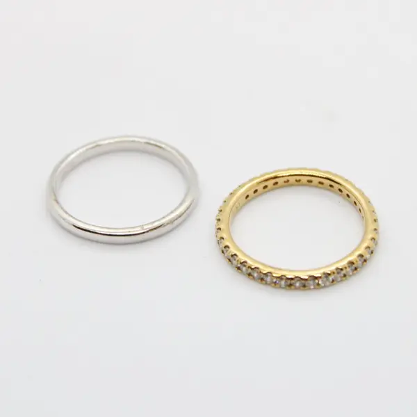 Lot of 2 CZ925 Simple Rings Size 8.5 Pre-Owned