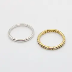 Lot of 2 CZ925 Simple Rings Size 8.5 Pre-Owned