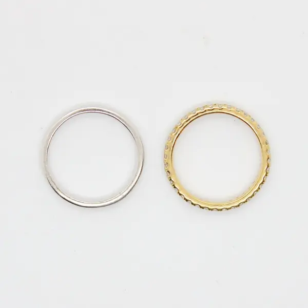 Lot of 2 CZ925 Simple Rings Size 8.5 Pre-Owned