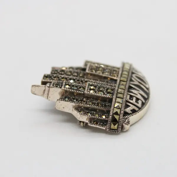 Judith Jack Sterling Silver Marcasite New York City Brooch Pin