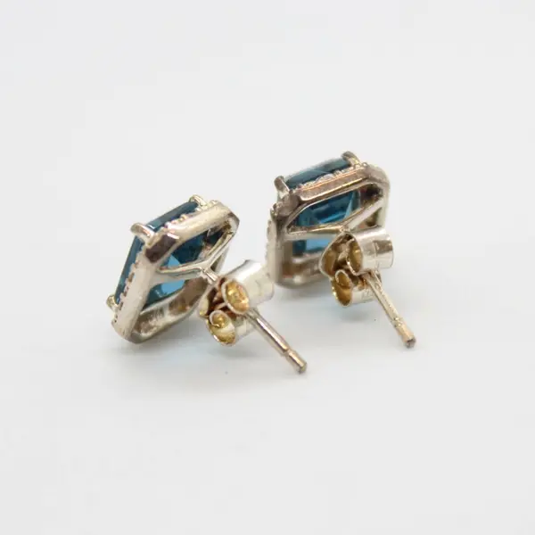 Blue Topaz Silver-Tone Stud Earrings India SNS Mark
