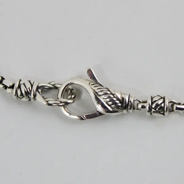 JAI 925 Sterling Silver Crane Chrysanthemum Pendant Necklace 70 Inch Chain