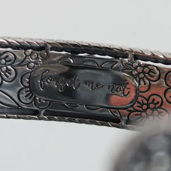 JAI 925 Sterling Silver Forget-Me-Not Floral Heirloom Cuff Bracelet 44g 7-1/8"